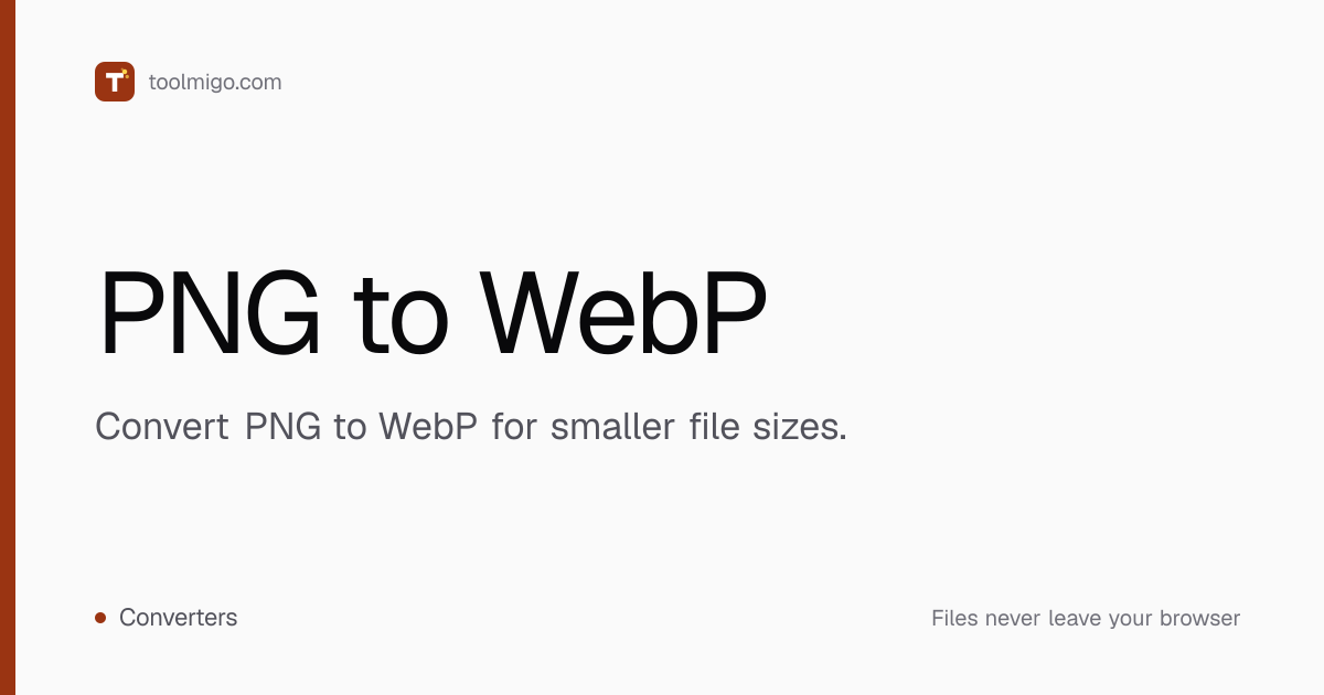 PNG to WebP - Reduce File Size 30%+ - Toolmigo